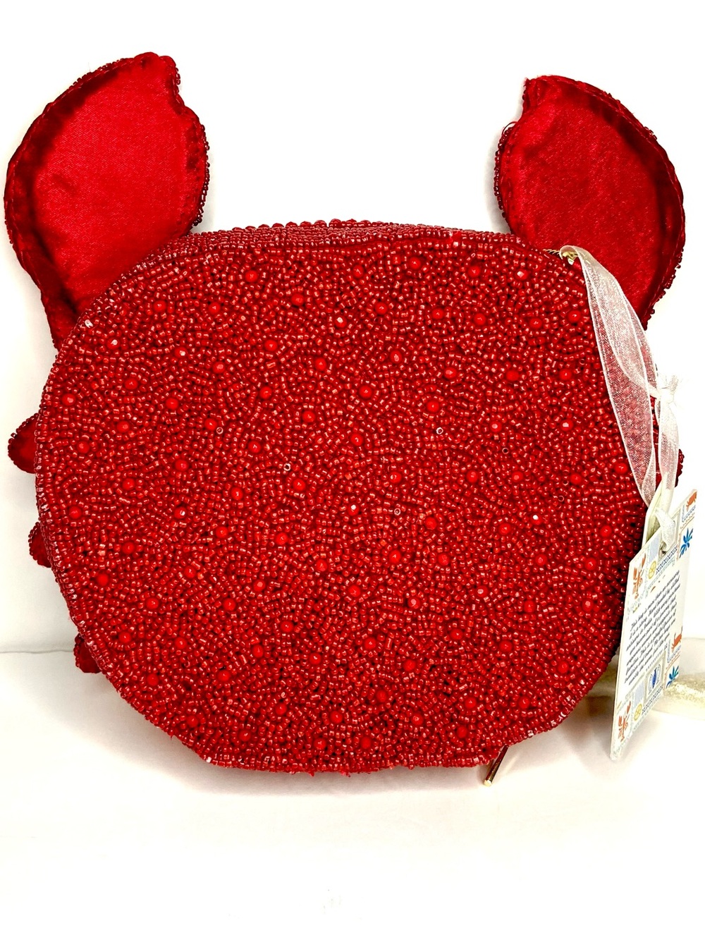 Handcrafted Red Beaded Crab Crossbody Bag - Picture 6 of 6